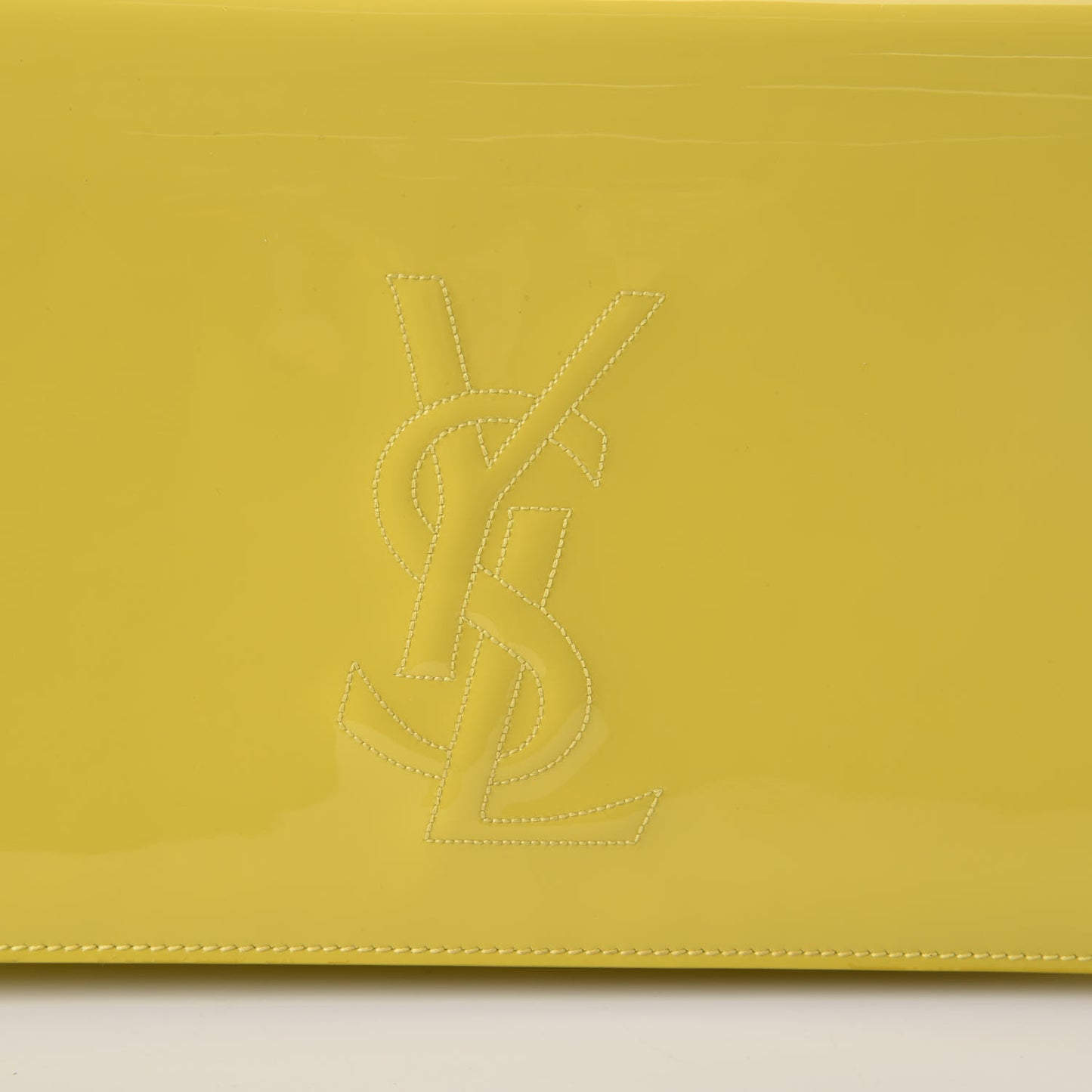 Patent Calfskin Monogram Large Belle De Jour Clutch Yellow
