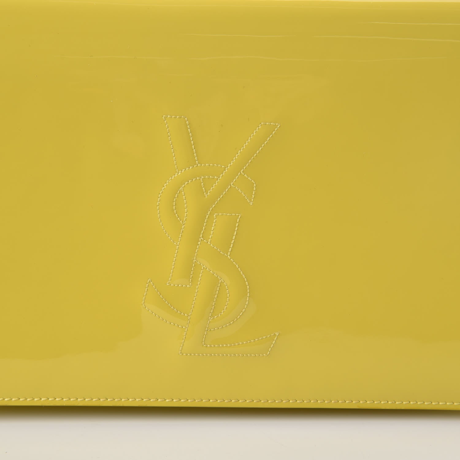 Saint Laurent Patent Calfskin Monogram Large Belle De Jour Clutch Yellow 7 of 9
