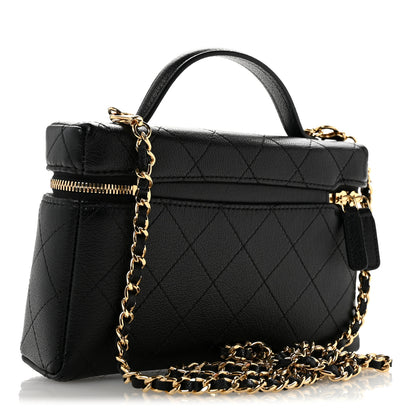 Chanel Goatskin Quilted Top Handle Slim Vanity With Chain Black 3 of 11