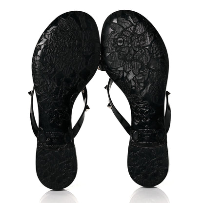 Valentino Garavani PVC Jelly Rockstud Bow Thong Sandals 37 Black 6 of 8