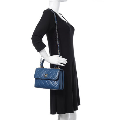 Chanel Lambskin Quilted Small Trendy CC Dual Handle Flap Bag Blue 2 of 17