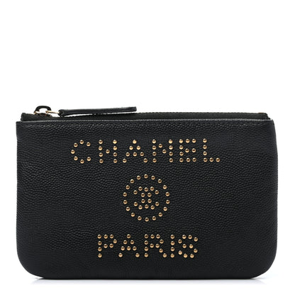 Chanel Caviar Studded Deauville Cosmetic Pouch Black 2 of 14