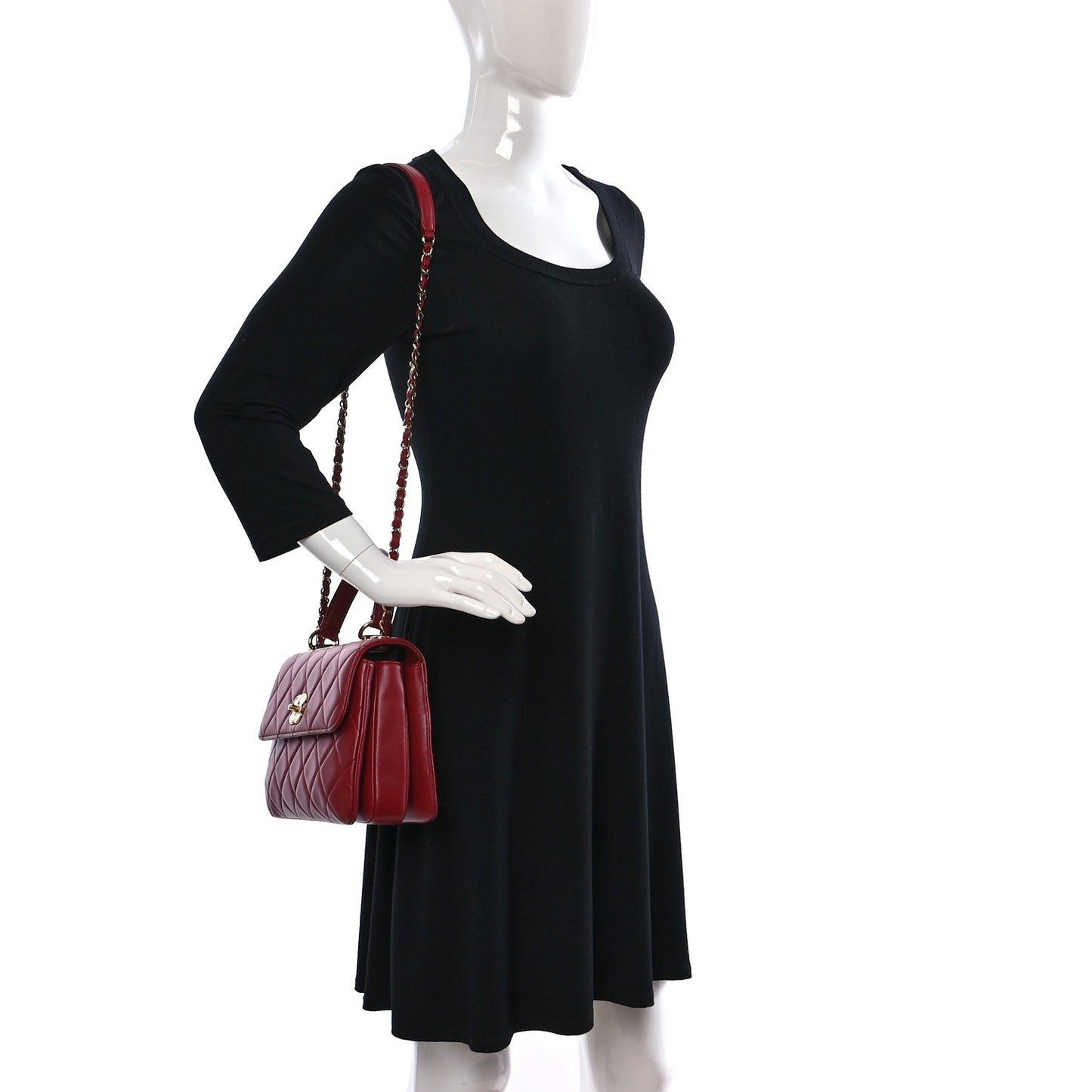 Lambskin Quilted Small Trendy CC Flap Dual Handle Bag Red