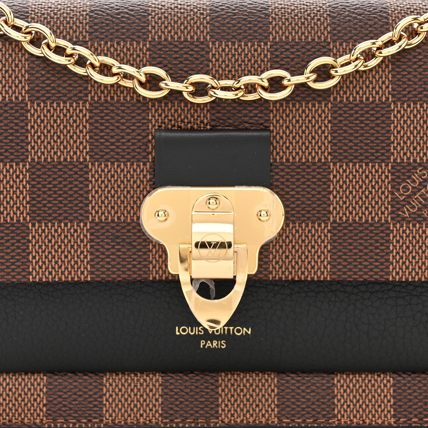 Louis Vuitton Damier Ebene Vavin Chain Wallet Black 7 of 9