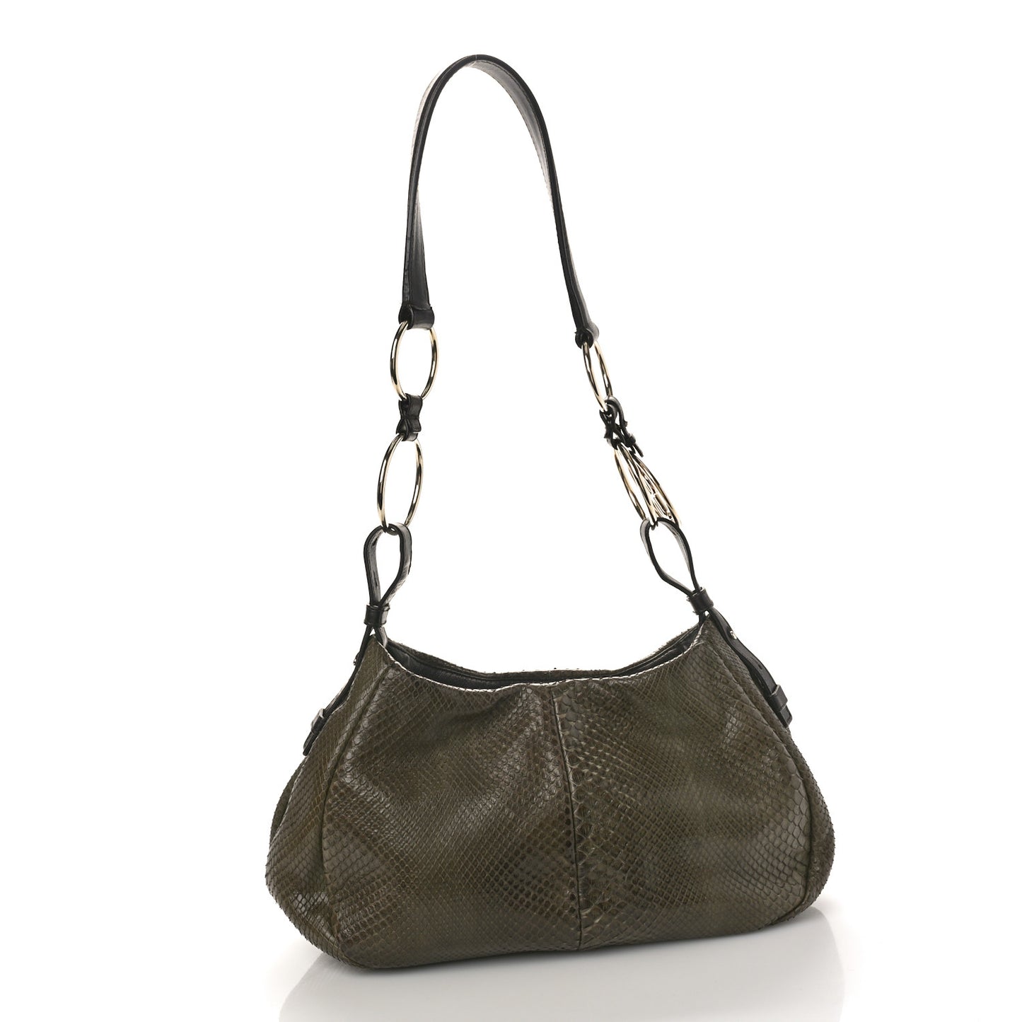 Snakeskin Saharienne Shoulder Bag Green