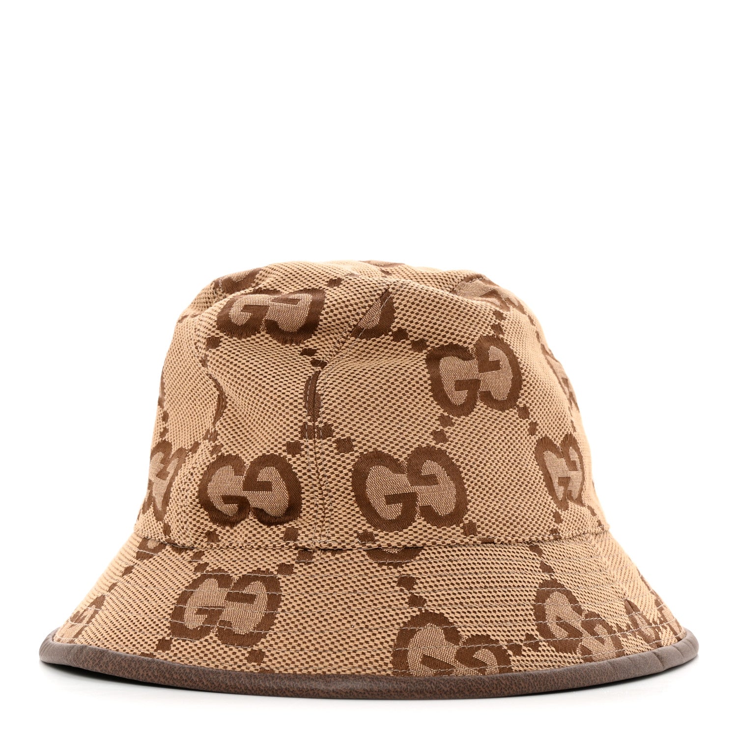 Gucci Monogram Jumbo GG Bucket Hat L Camel Ebony New Acero 1 of 9