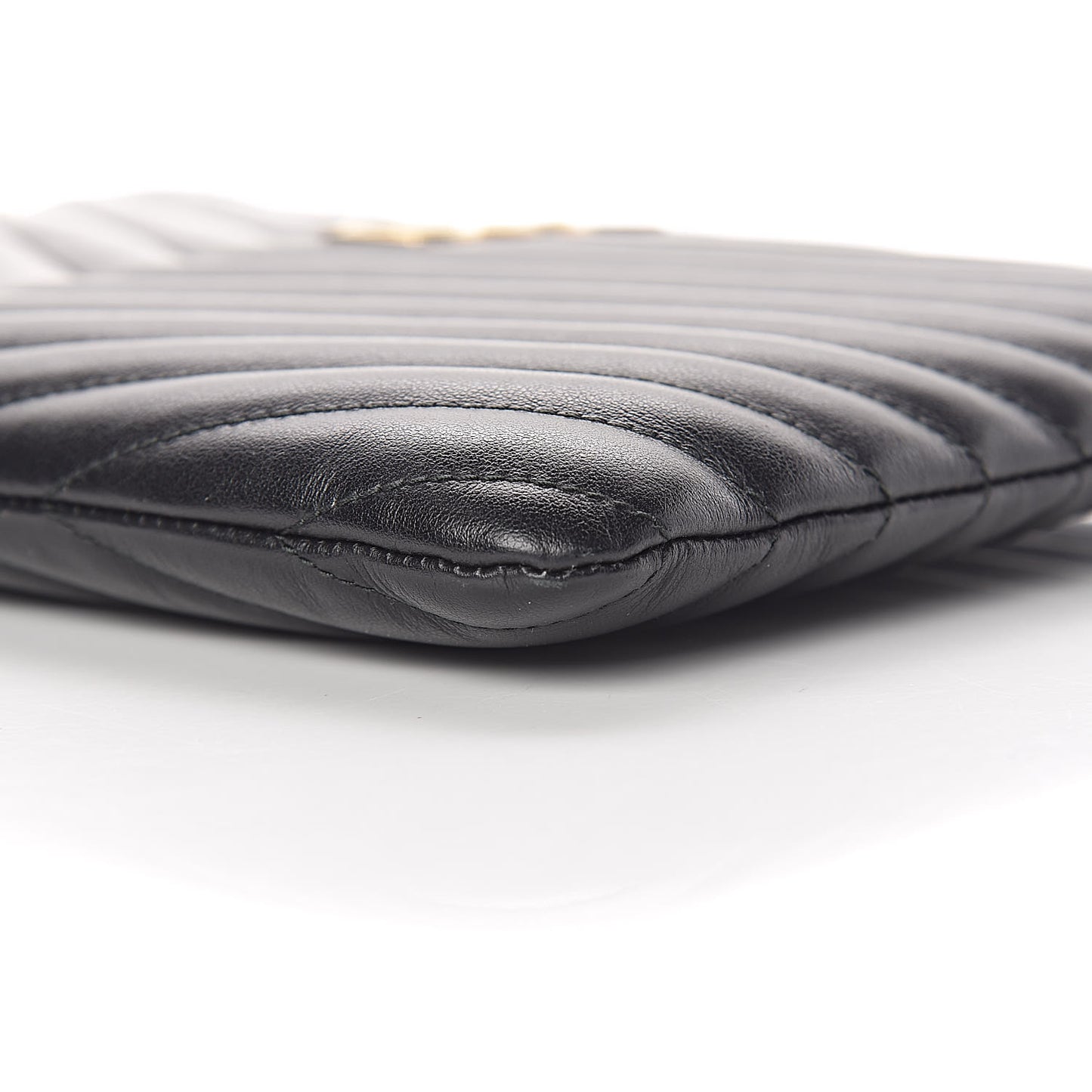 Calfskin Matelasse Chevron Monogram A5 Wristlet Black