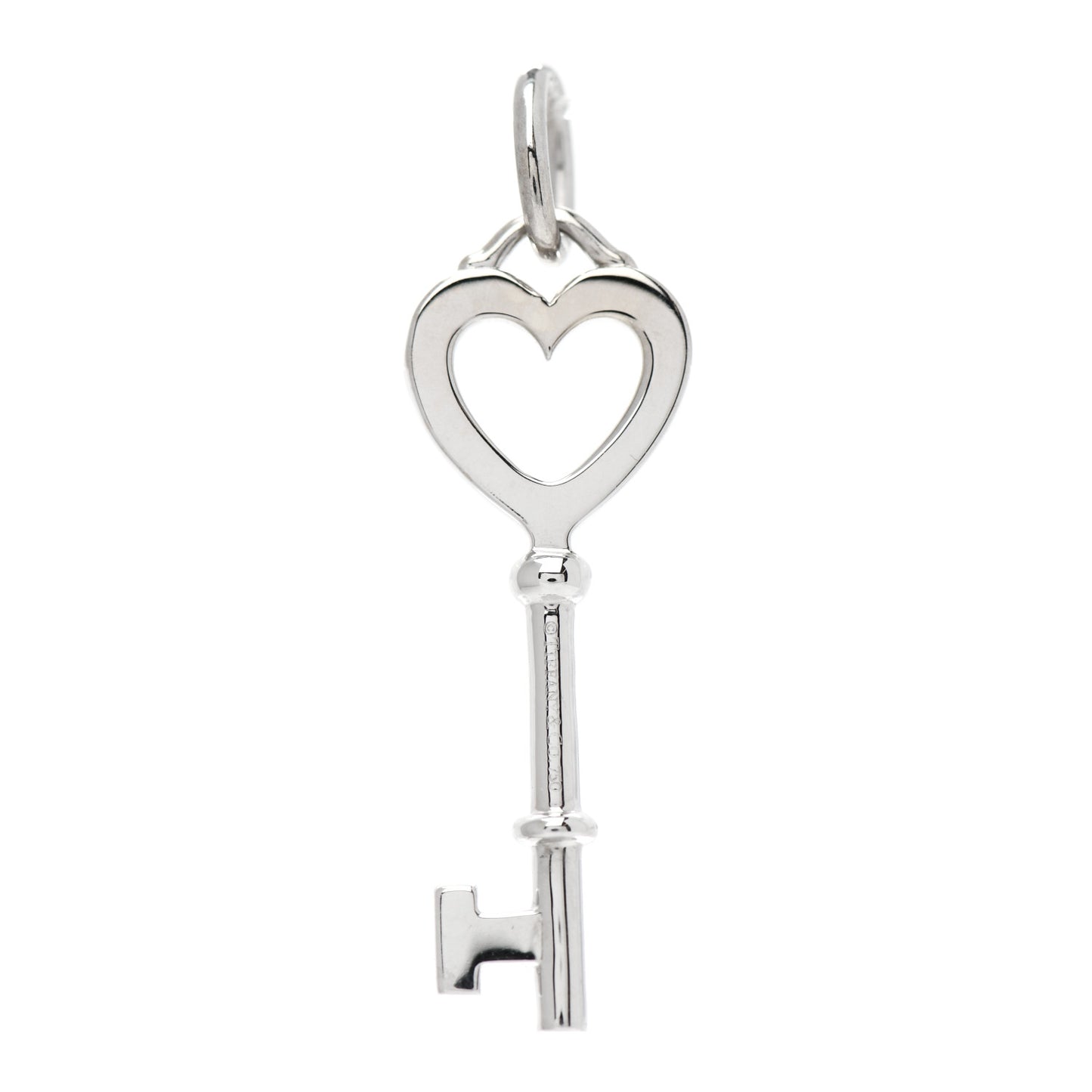 18K White Gold Diamond Heart Key Pendant