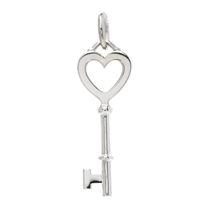 Tiffany 18K White Gold Diamond Heart Key Pendant 3 of 5
