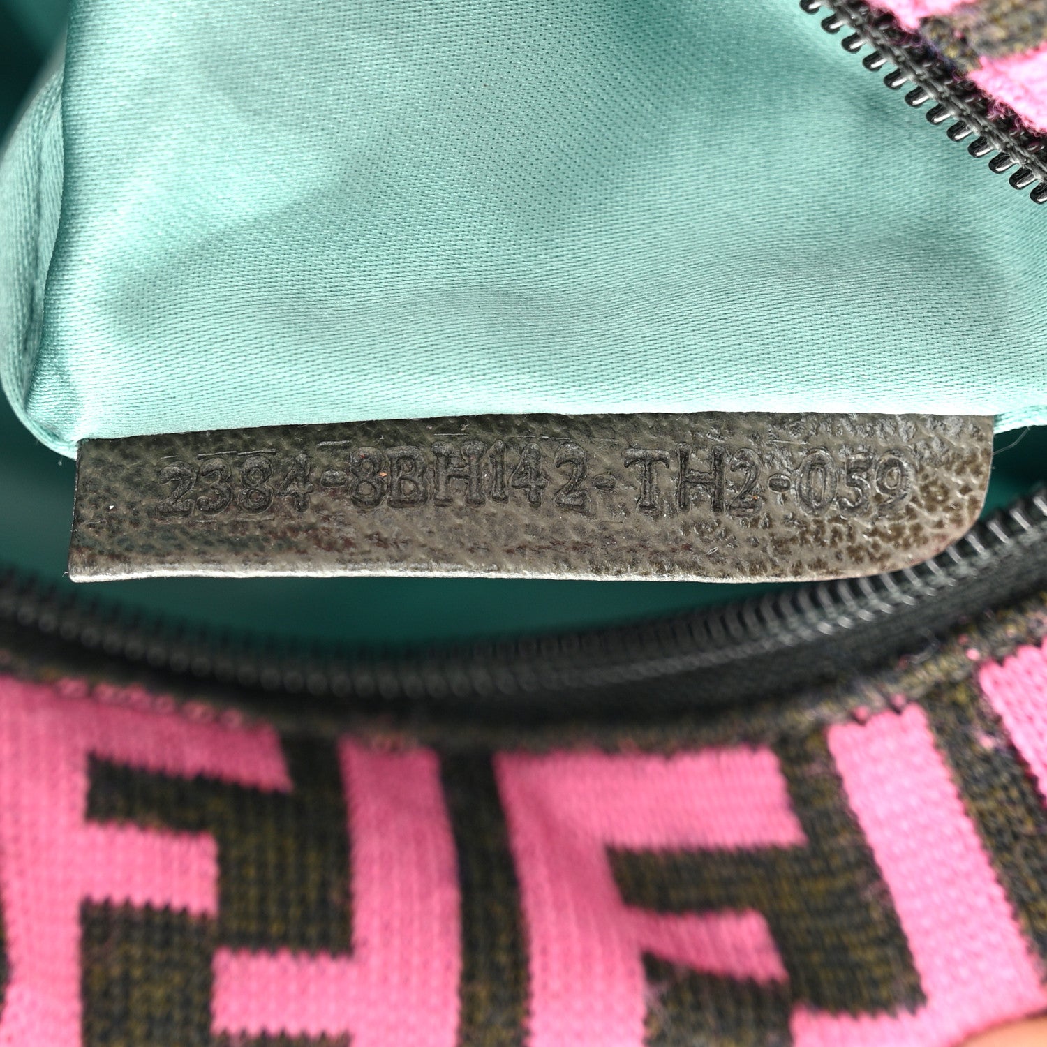 Fendi Zucca Cinghiale Medium Zip Code Shopping Tote Rosa Verde 7 of 10