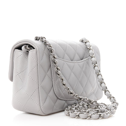 Chanel Lambskin Quilted Mini Rectangular Flap Grey 3 of 12