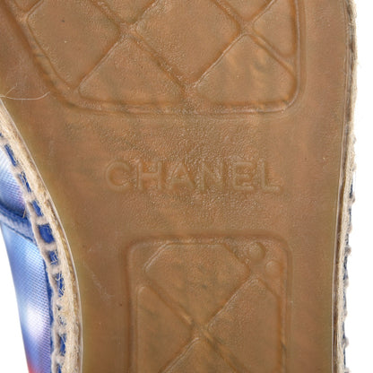 Chanel Mesh Lambskin Plaid Print CC Espadrilles 38 Blue White Red 7 of 9