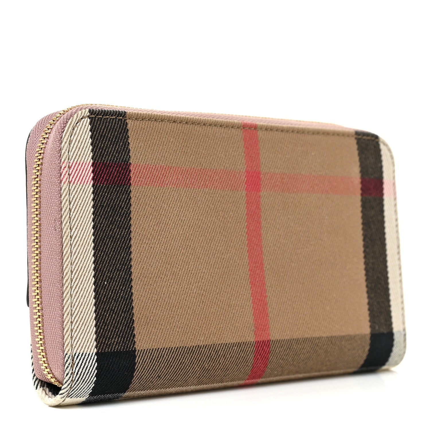 Burberry Grainy Calfskin House Check Elmore Zip Around Wallet Mauve Pink 3 of 11