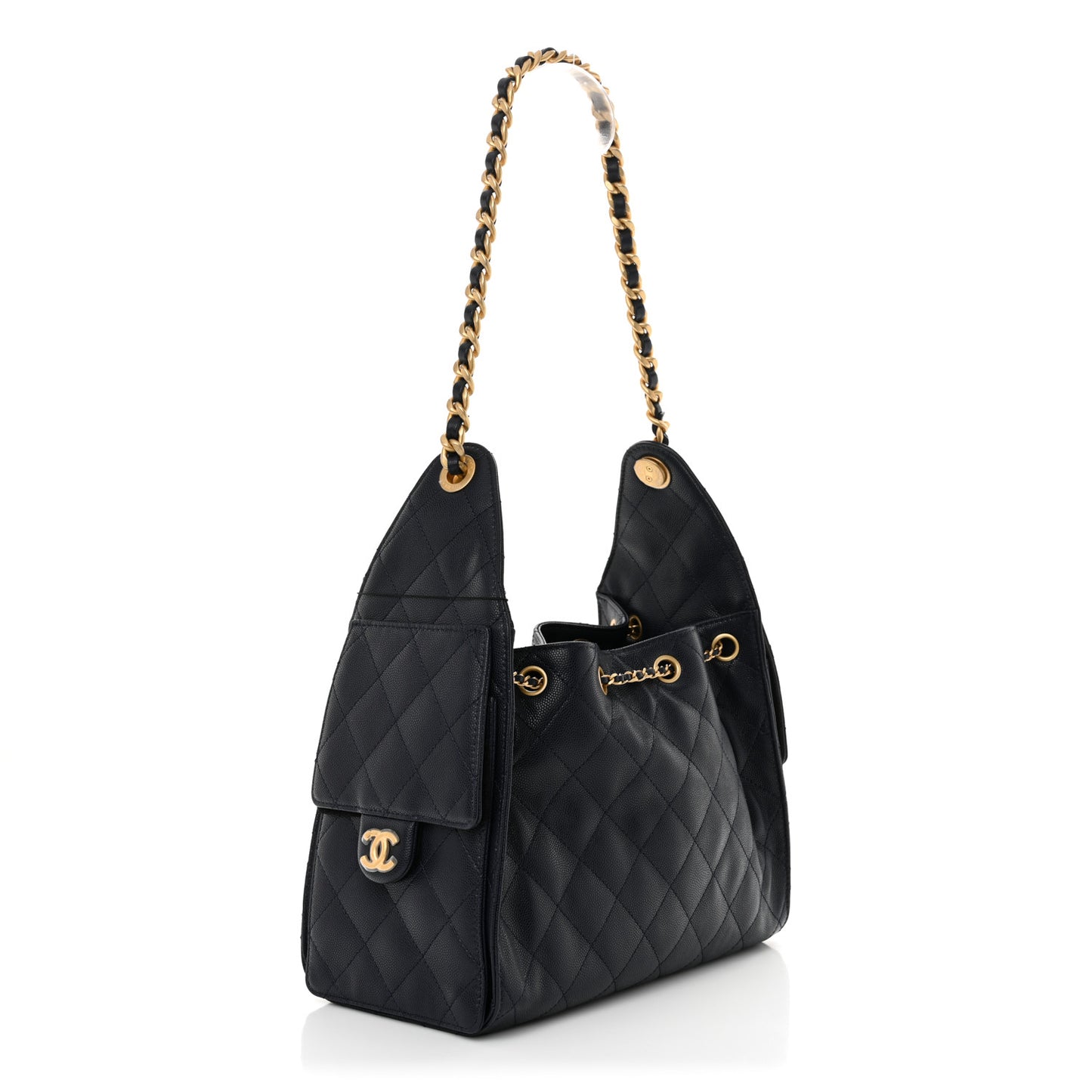 Caviar Quilted Small Chanel 25 Handbag Dark Navy