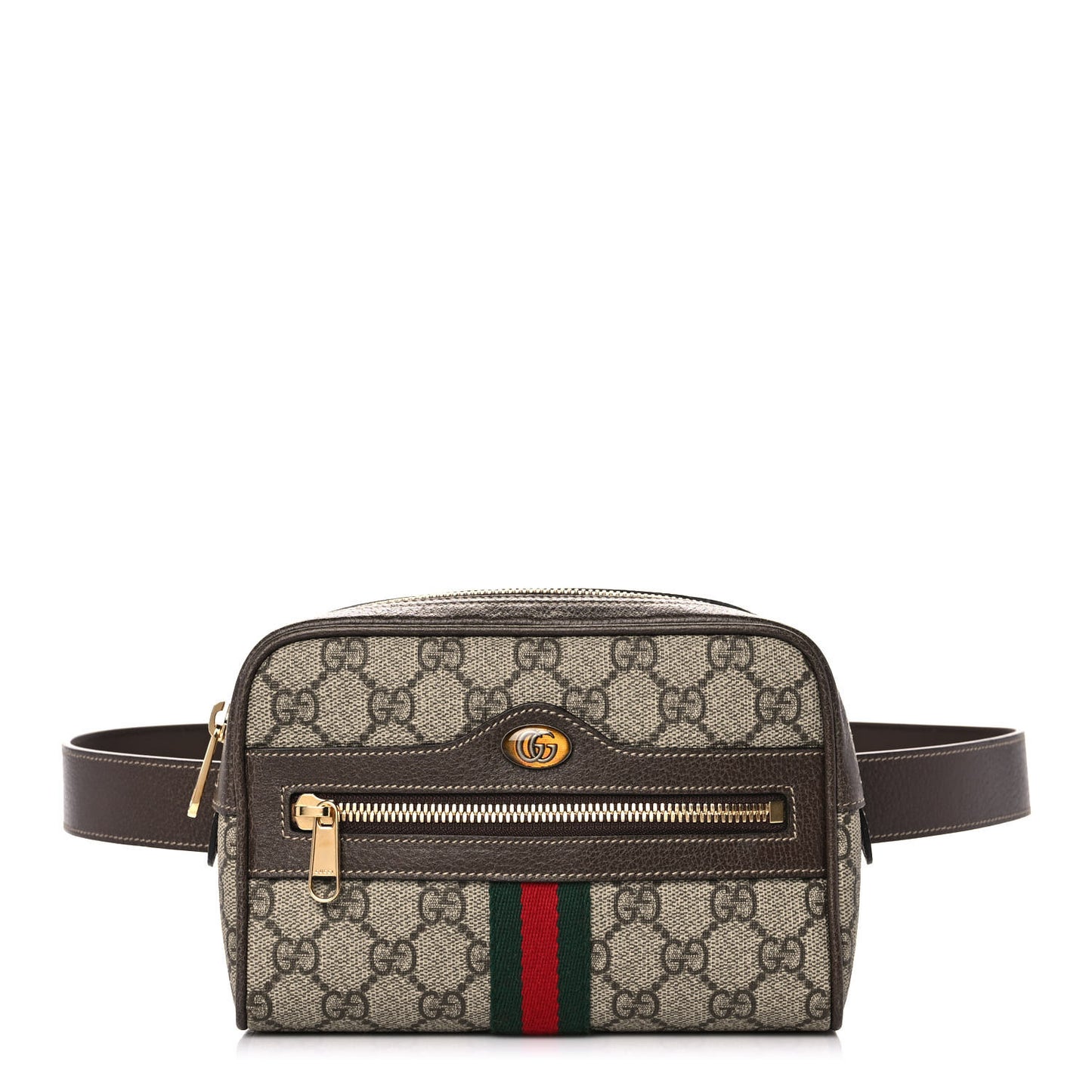 GG Supreme Monogram Web Small Ophidia Belt Bag 85 34 Dark Brown