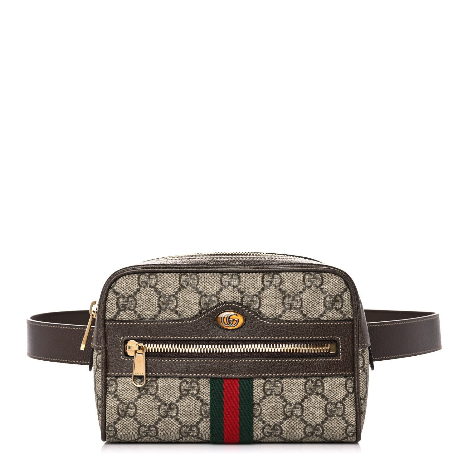 Gucci GG Supreme Monogram Web Small Ophidia Belt Bag 85 34 Dark Brown 1 of 11