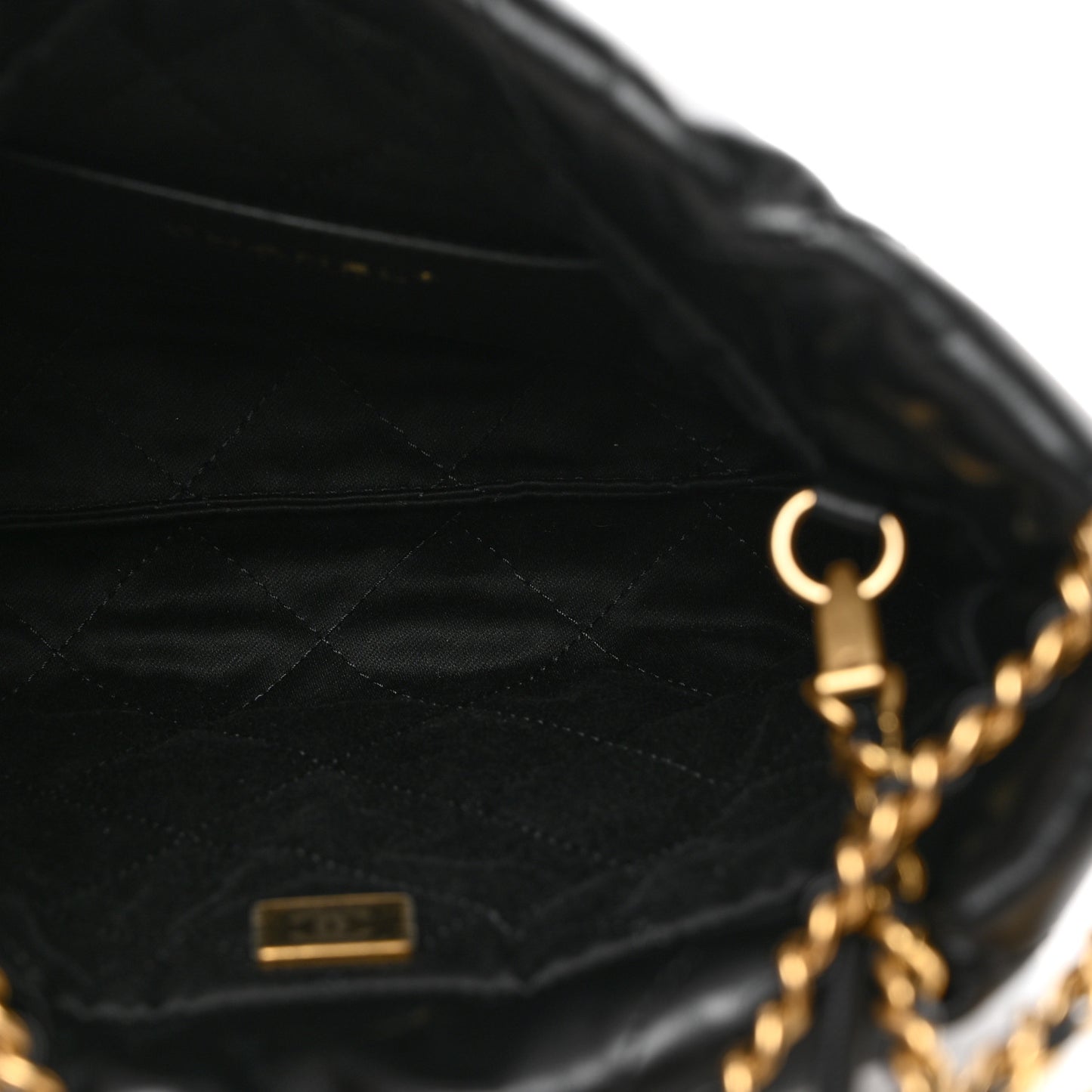 Shiny Calfskin Quilted Mini Chanel 22 Black