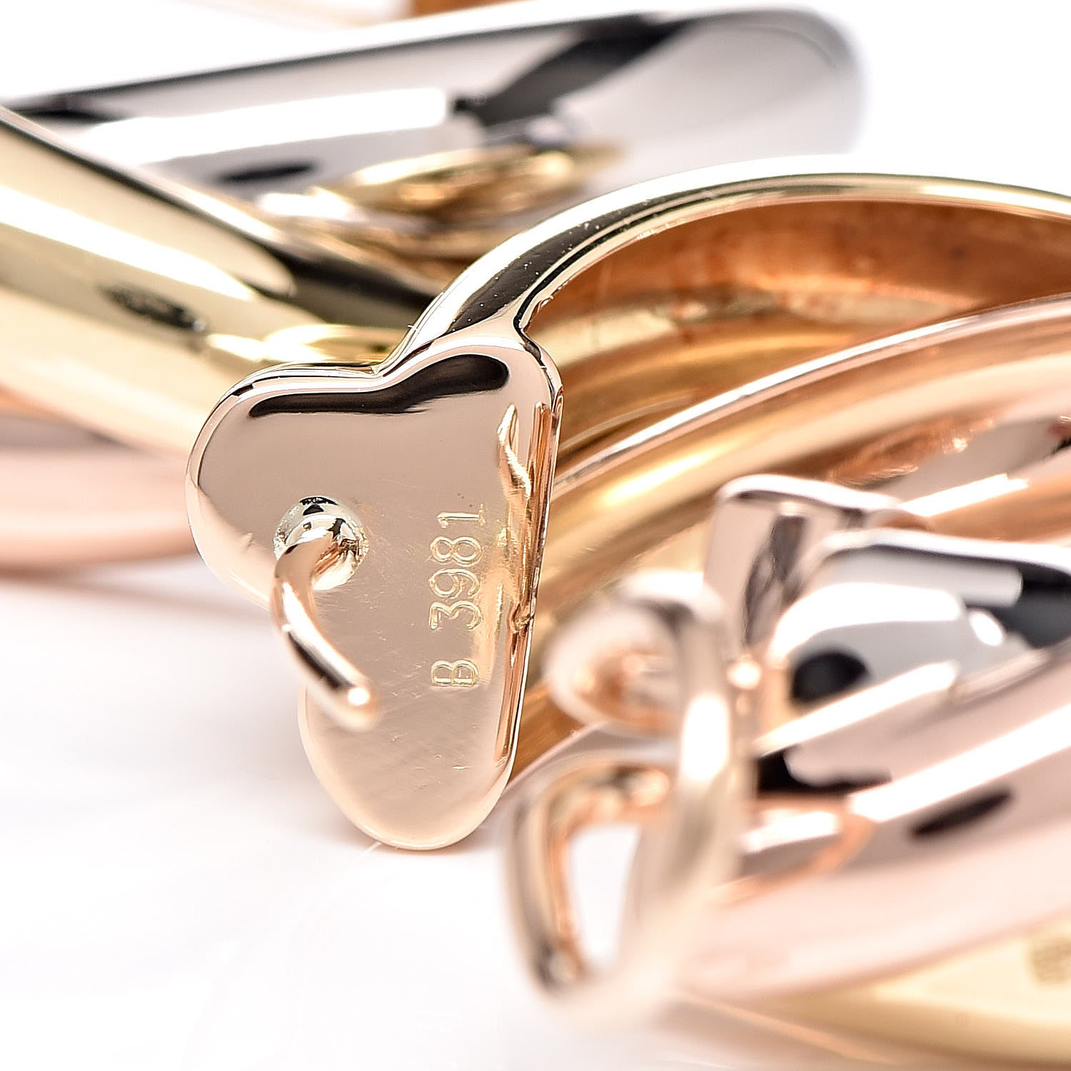 Cartier 18K Pink Yellow White Gold 9.5mm Trinity Hoop Earrings 4 of 4