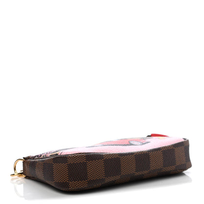 Louis Vuitton Damier Ebene 2019 Christmas Animation Mini Pochette Accessories Red 3 of 4