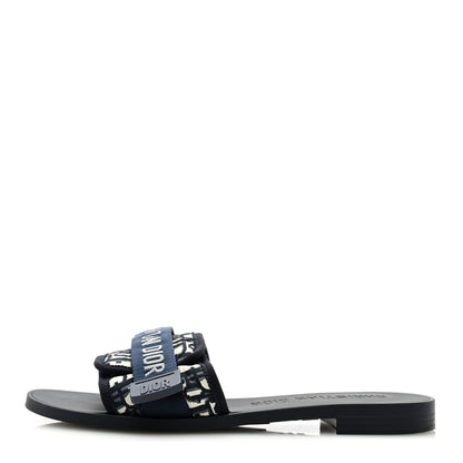 Christian Dior Nylon Oblique Dio(r)evolution Slide Sandals 38 Deep Blue 1 of 8