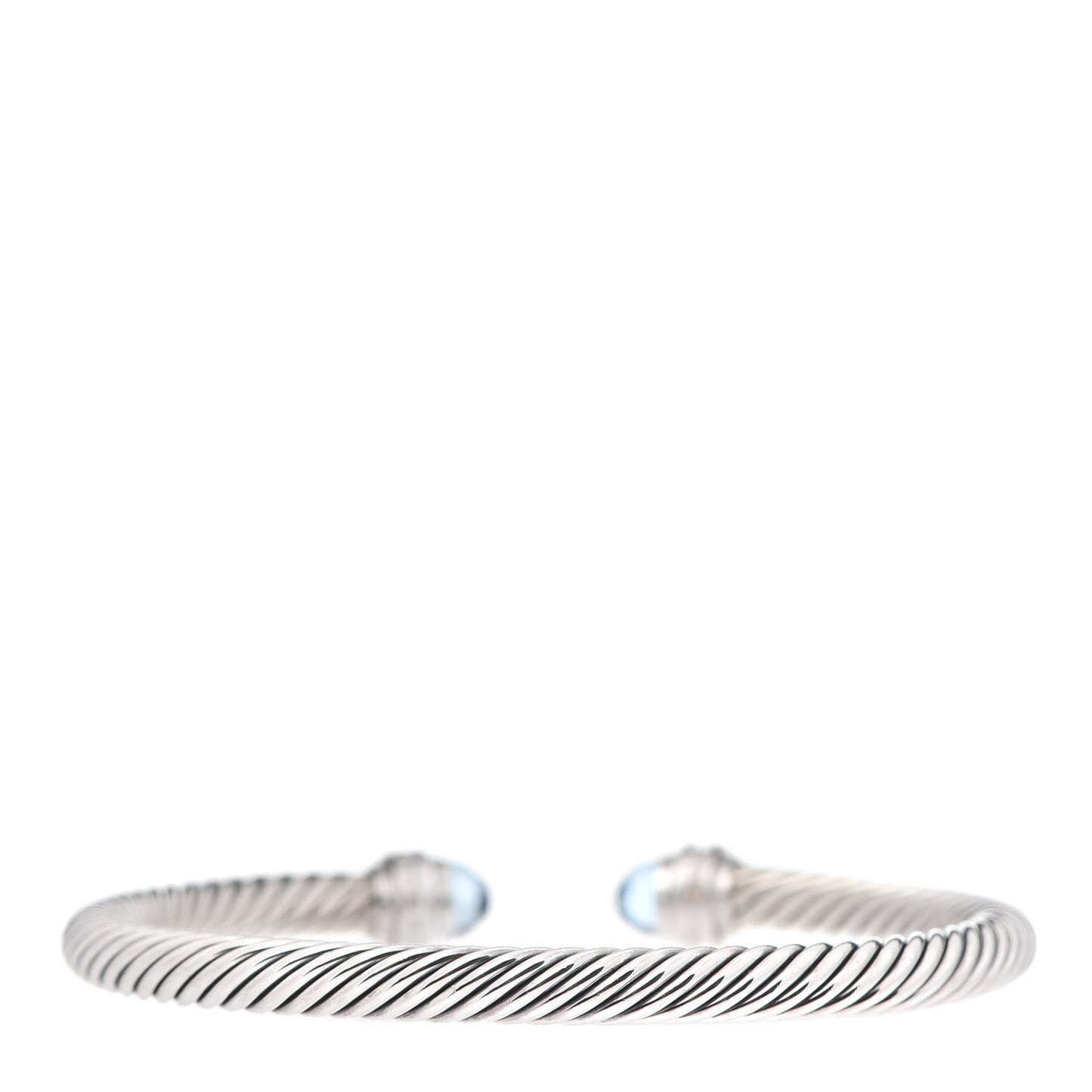Sterling Silver 18K White Gold Diamond Blue Topaz 5mm Cable Classics Bracelet
