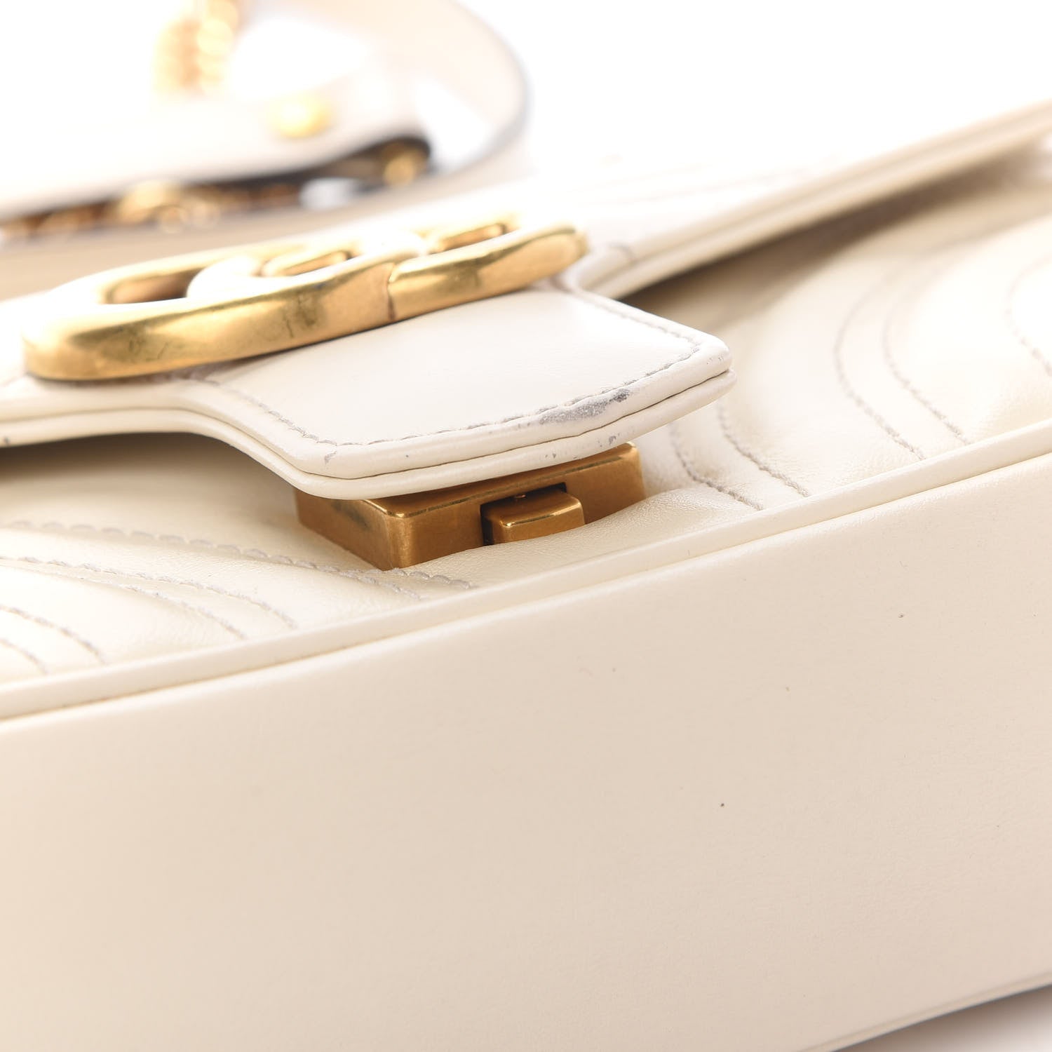 Gucci Calfskin Matelasse Mini GG Marmont Shoulder Bag White 10 of 10