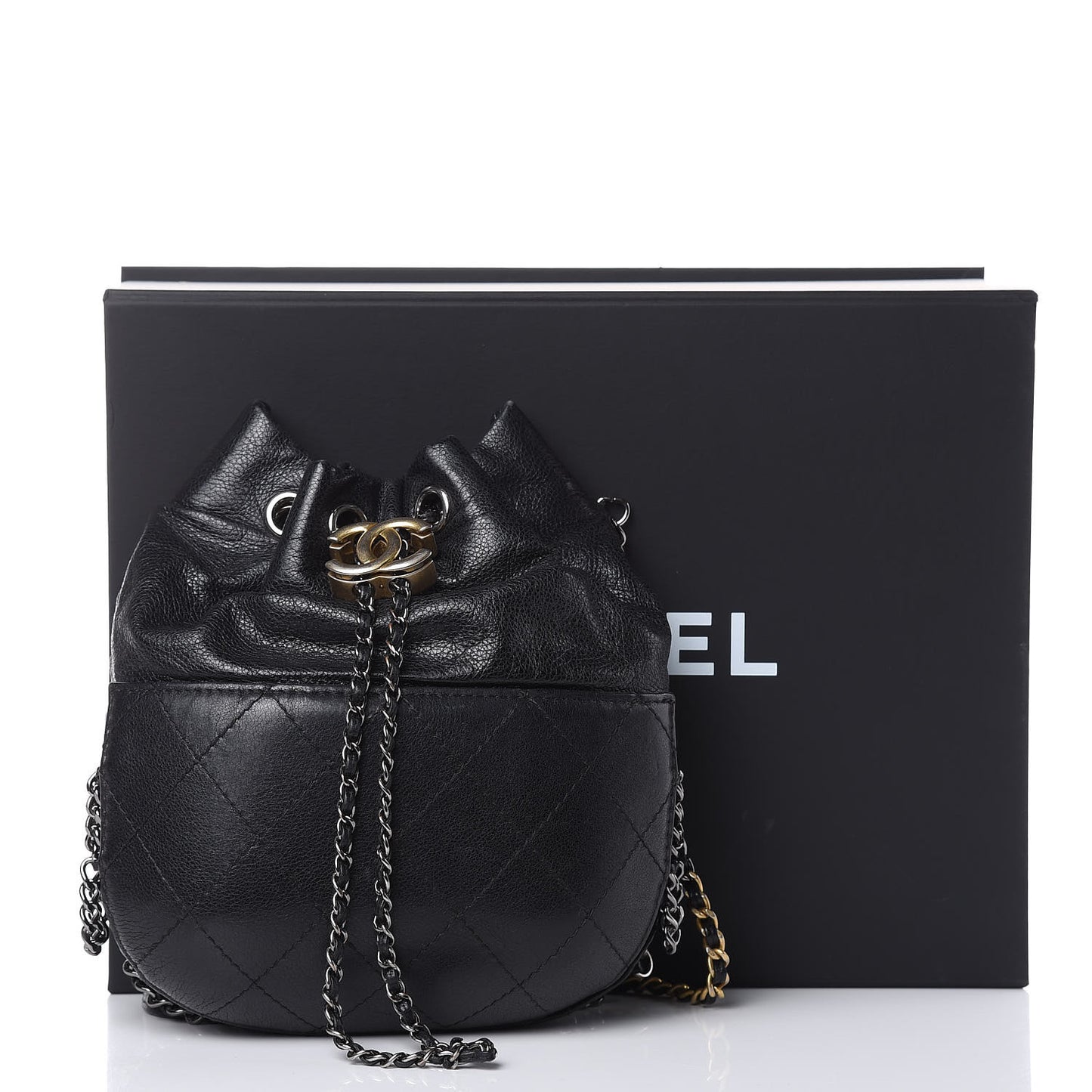 Calfskin Quilted Small Gabrielle Bucket Black