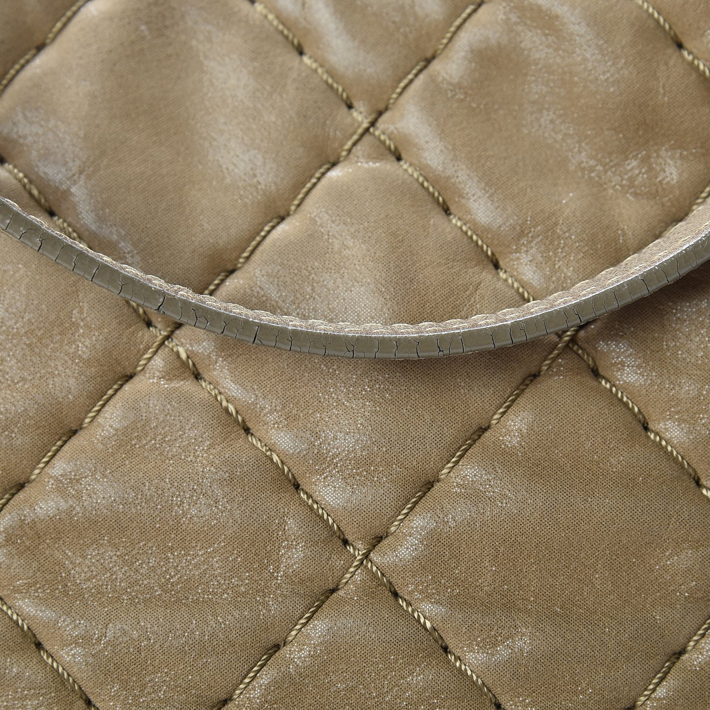 Iridescent Calfskin Quilted Small Sea Hit Tote Beige