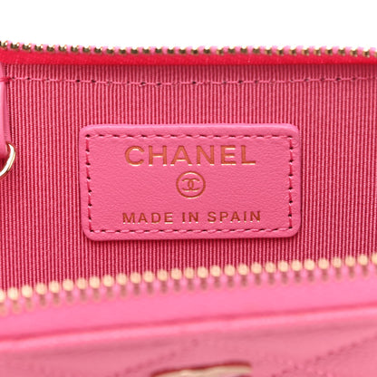 Chanel Caviar Quilted Zipped Key Holder Case Pink 6 of 8