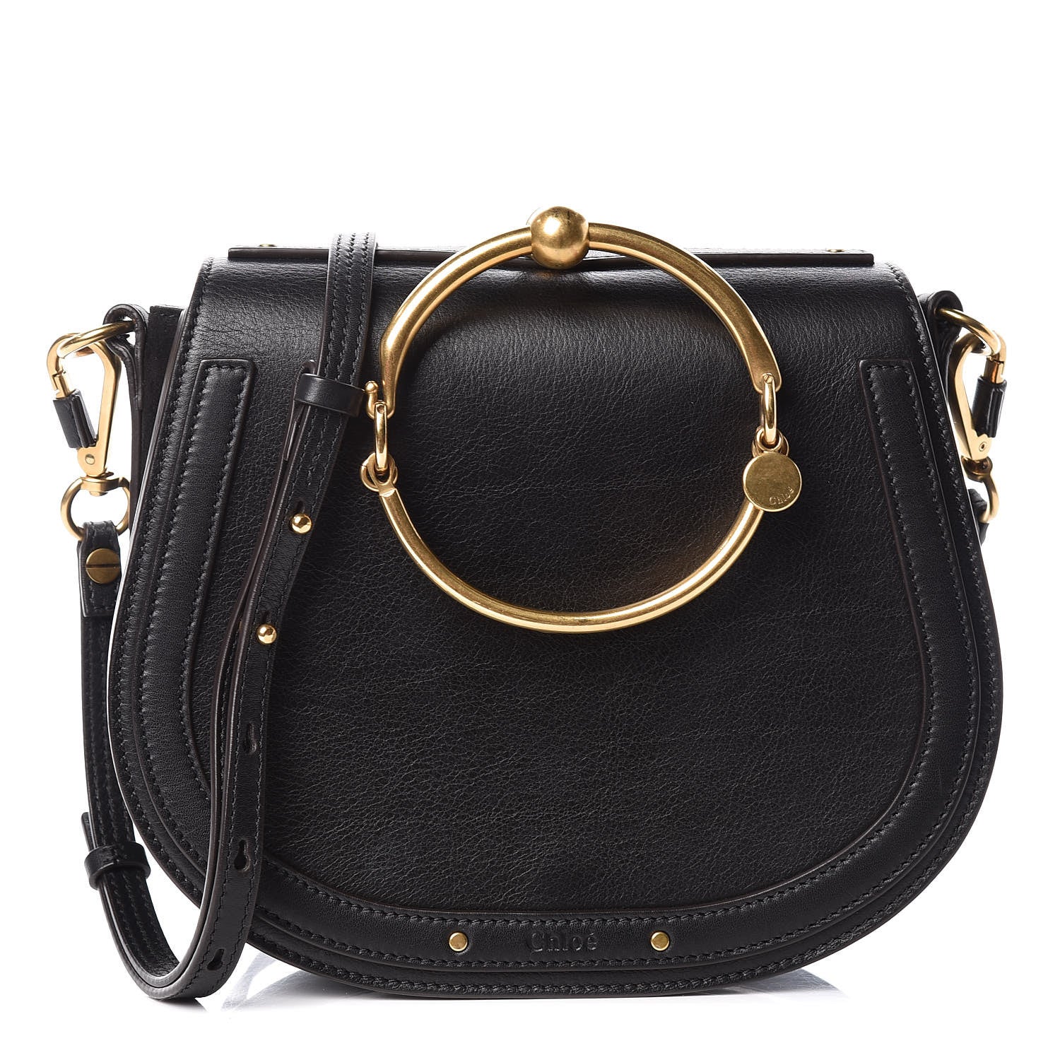Chloe Calfskin Suede Medium Nile Bracelet Bag Black 1 of 9
