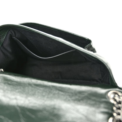 Saint Laurent Crinkled Calfskin Matelasse Monogram Medium Niki Chain Satchel Dark Green 4 of 10