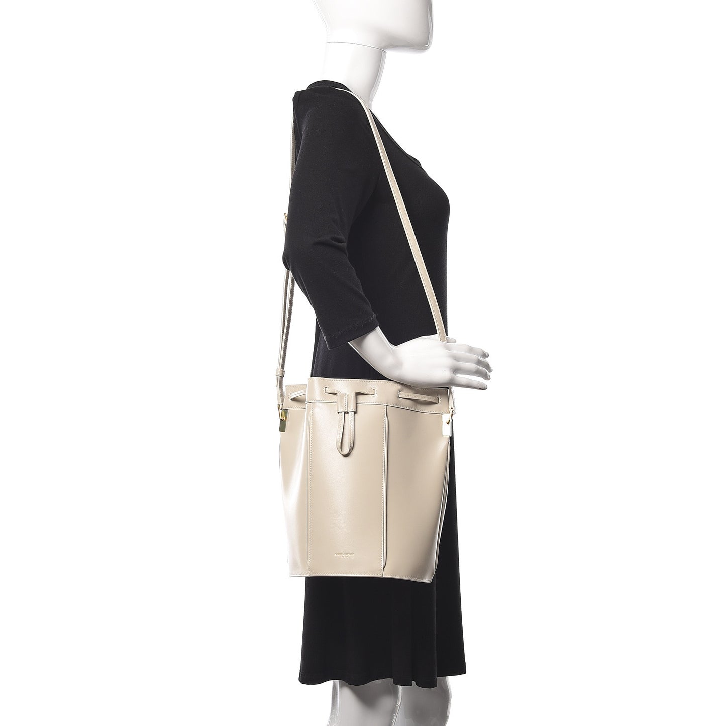 Smooth Calfskin Medium Talitha Bucket Bag Vintage White