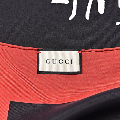 Gucci Silk Coco Capitan Logo Scarf Black 3 of 4
