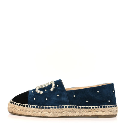 Chanel Suede Pearl CC Espadrilles 40 Teal 1 of 10