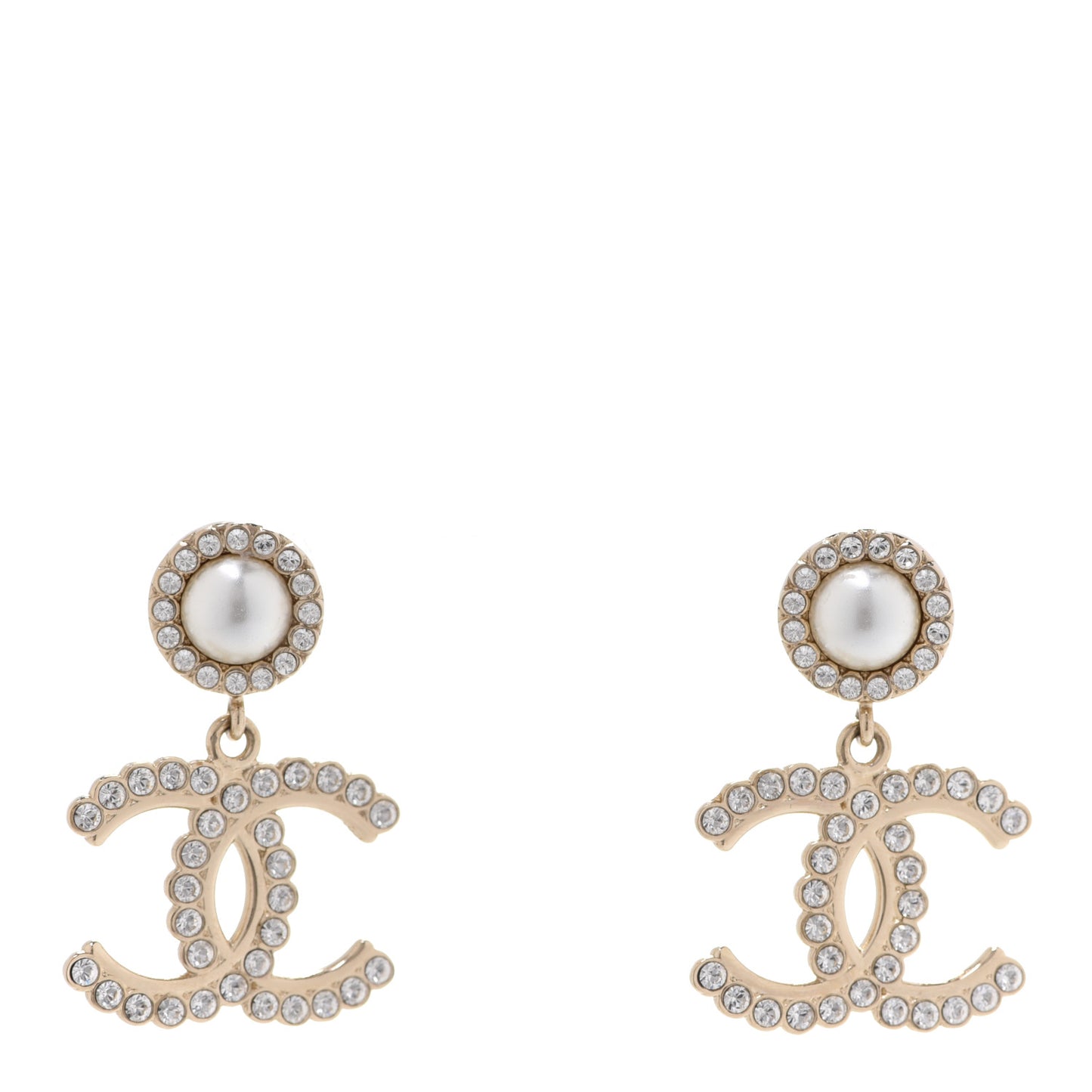 Crystal Pearl Bow-tiful CC Drop Earrings Gold