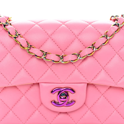 Chanel Lambskin Quilted Mini Rectangular Flap Pink Yellow 8 of 10