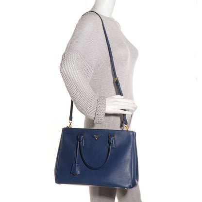 Prada Saffiano Lux Medium Double Zip Tote Bluette 2 of 12
