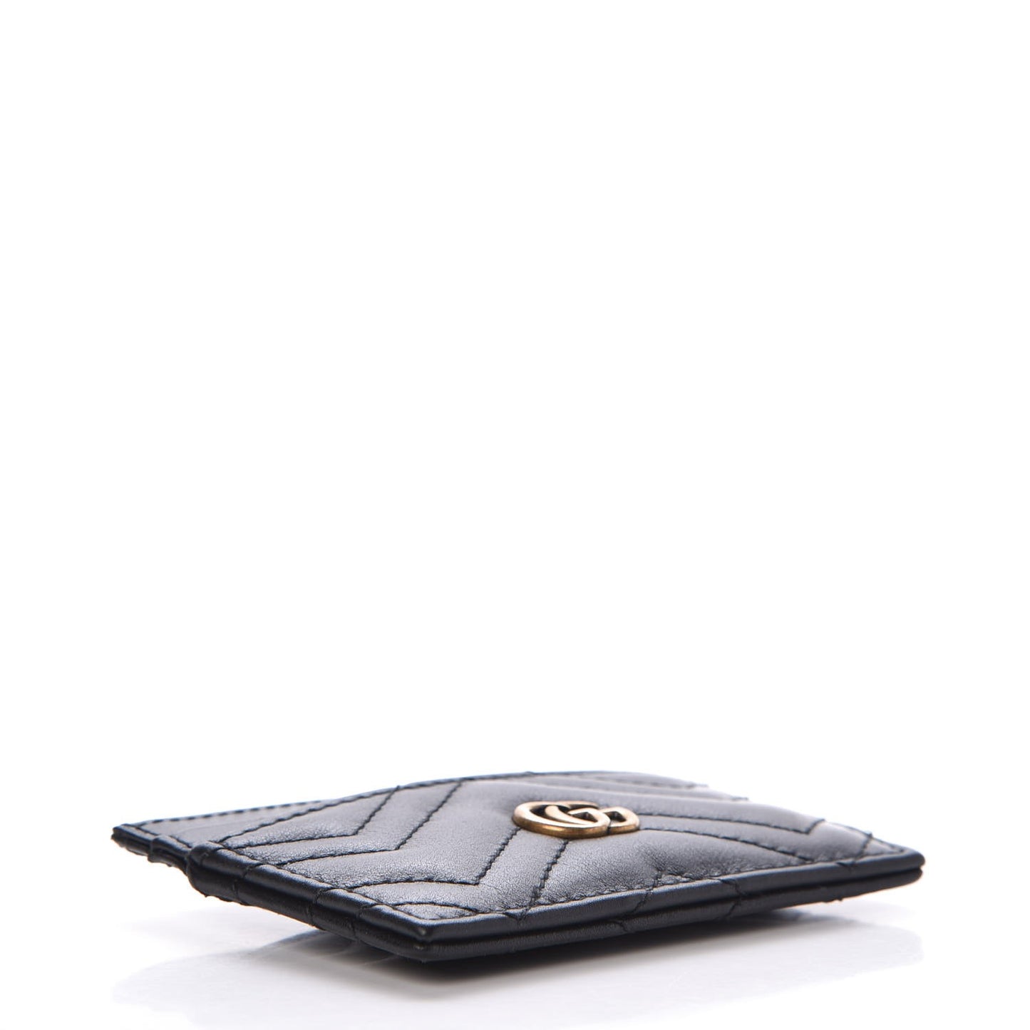 Calfskin Matelasse GG Marmont Card Holder Black