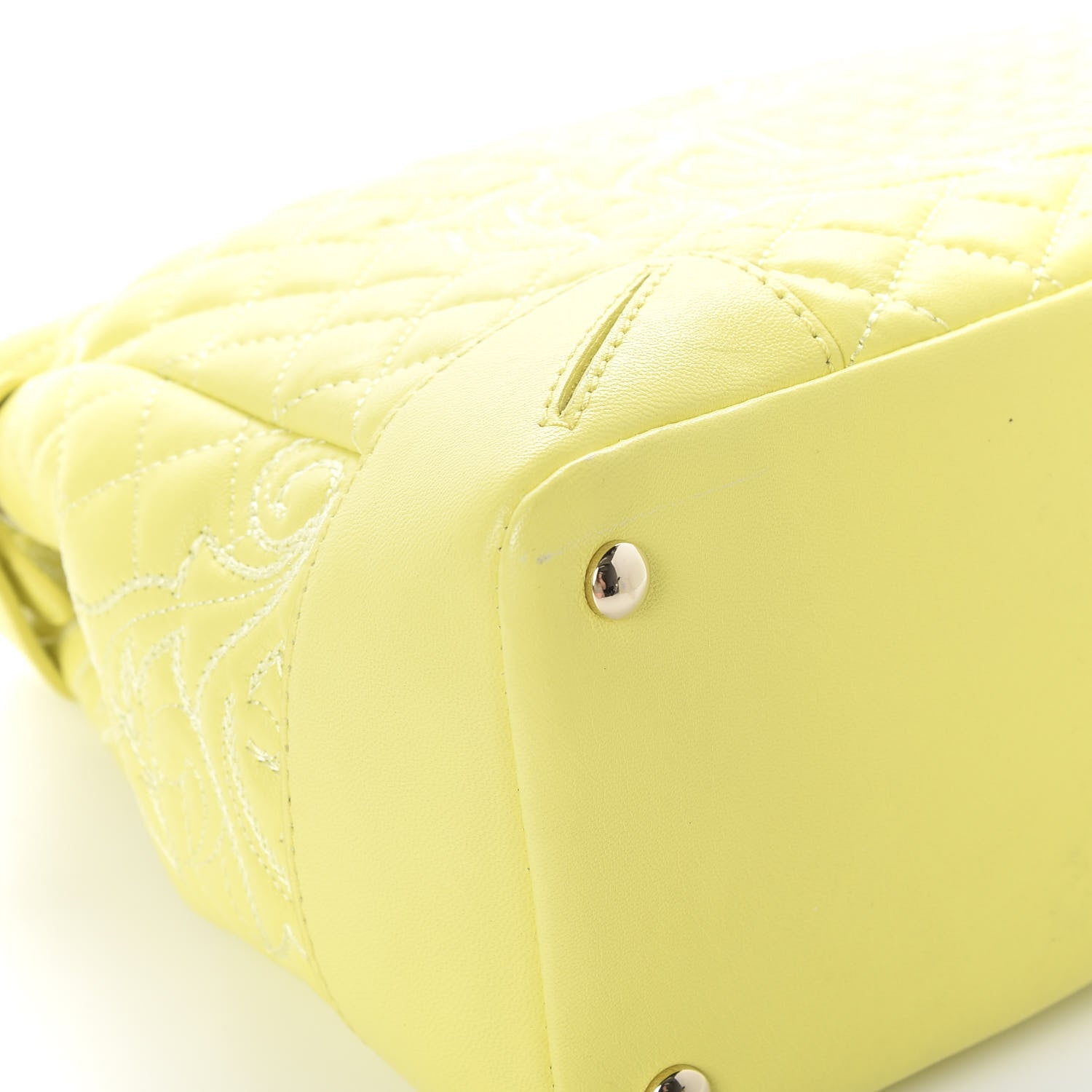 Versace Barocco Quilted Nappa Altea Vanitas Satchel Yellow 11 of 12