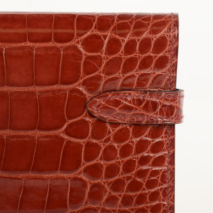 Hermes Shiny Alligator Kelly Longue Wallet Rouge H 8 of 16