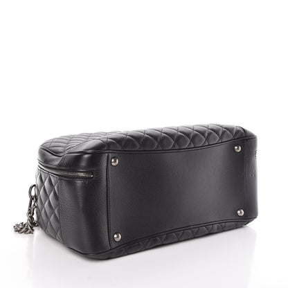 Chanel Calfskin Quilted Large Airlines Round Trip Bowling Bag Black 4 of 11