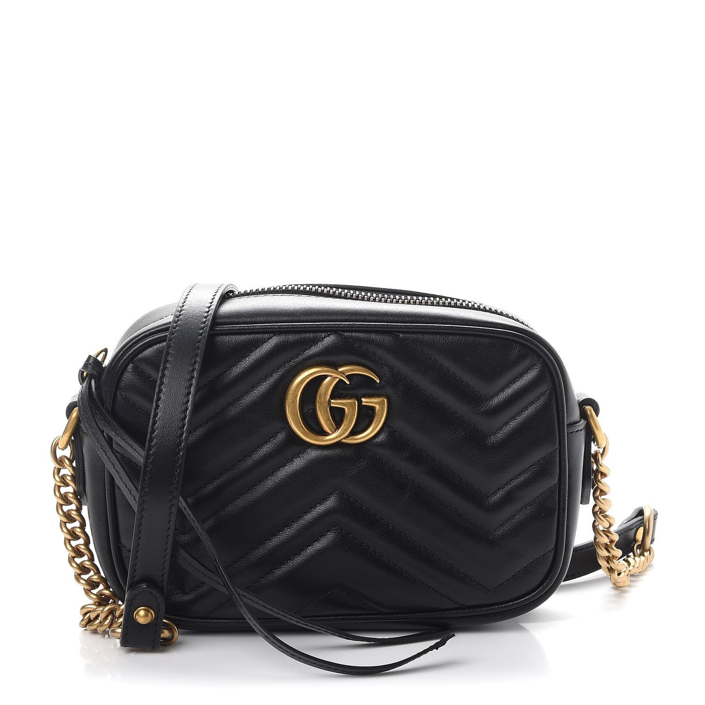 Calfskin Matelasse Mini GG Marmont Chain Shoulder Bag Black