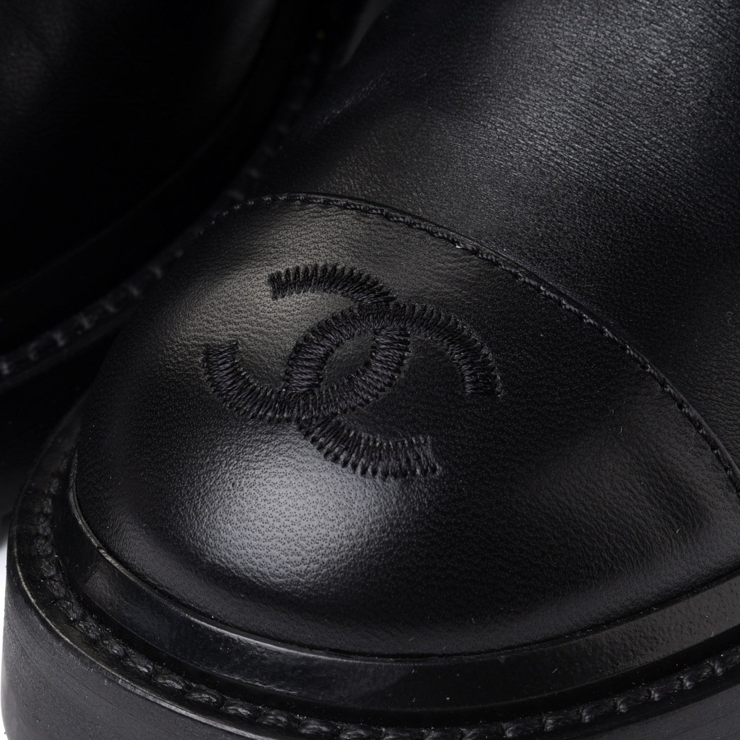 Chanel Shiny Lambskin Quilted Lace Up Combat Boots 36 Black 8 of 10