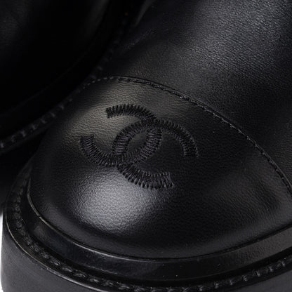 Chanel Shiny Lambskin Quilted Lace Up Combat Boots 36 Black 8 of 10