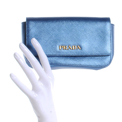 Prada Saffiano Mordore Box Clutch Denim 2 of 10