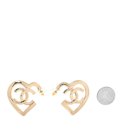 Chanel Metal CC Heart Coco In Love Hoop Earrings Gold 2 of 4