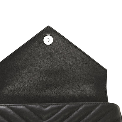 Saint Laurent Sheepskin Matelasse Chevron Monogram Medium College Bag Asphalt 16 of 21