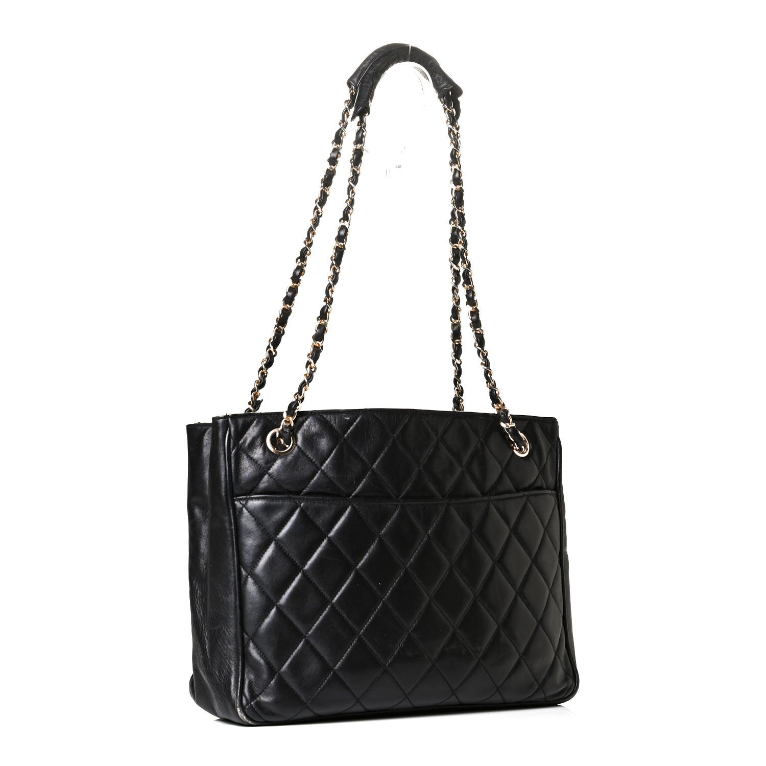 Chanel Lambskin Quilted Shopping Tote Black 5 of 8
