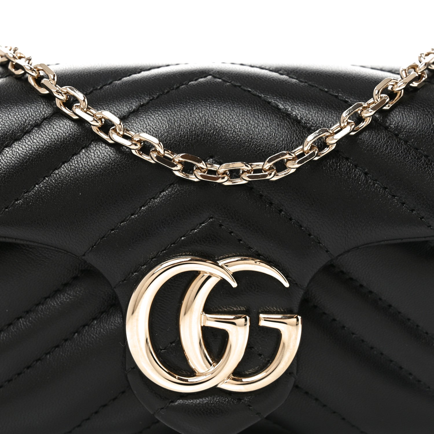 Gucci Lambskin Matelasse Mini GG Marmont Shoulder Bag Black 8 of 11