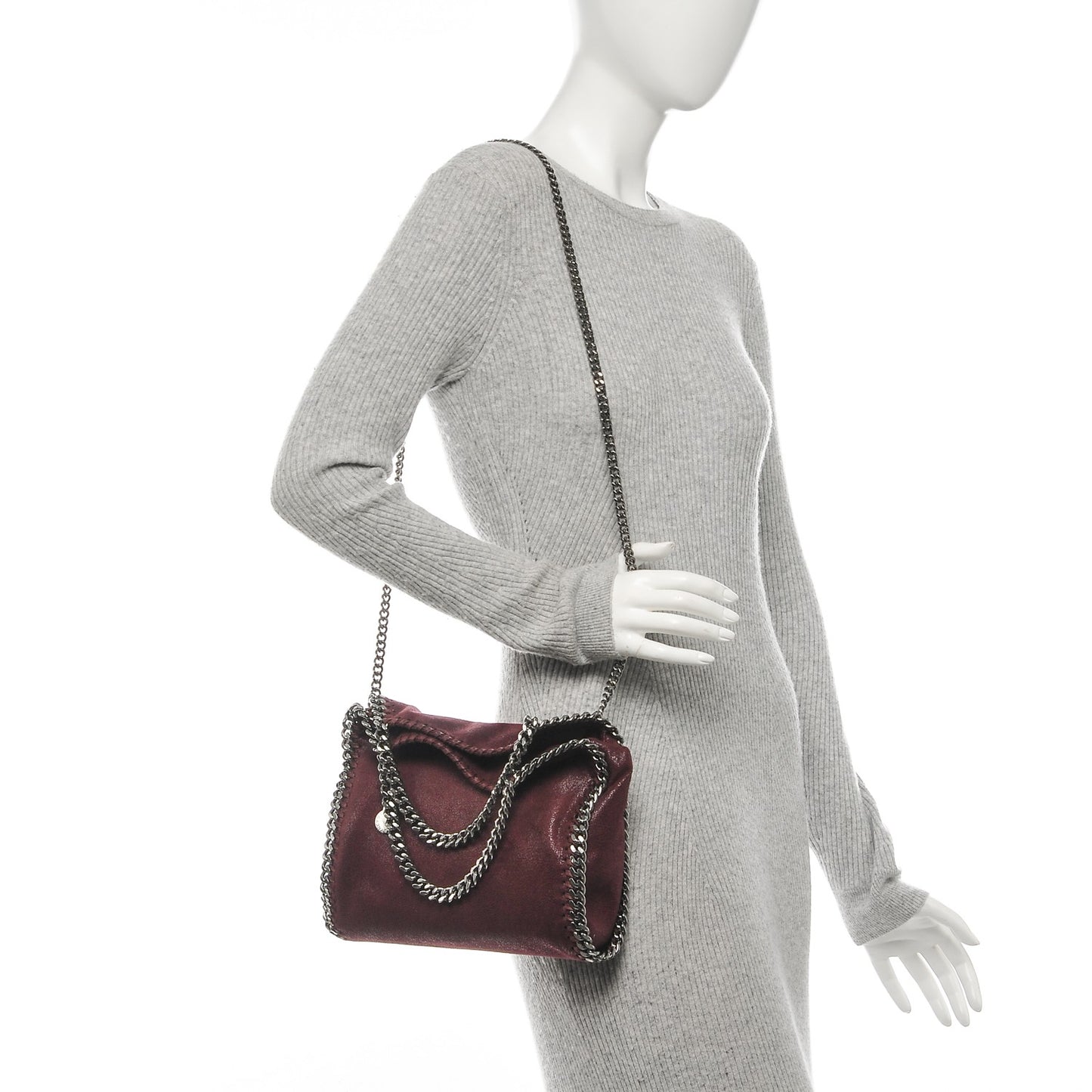 Shaggy Deer Mini Falabella Fold Over Tote Plum